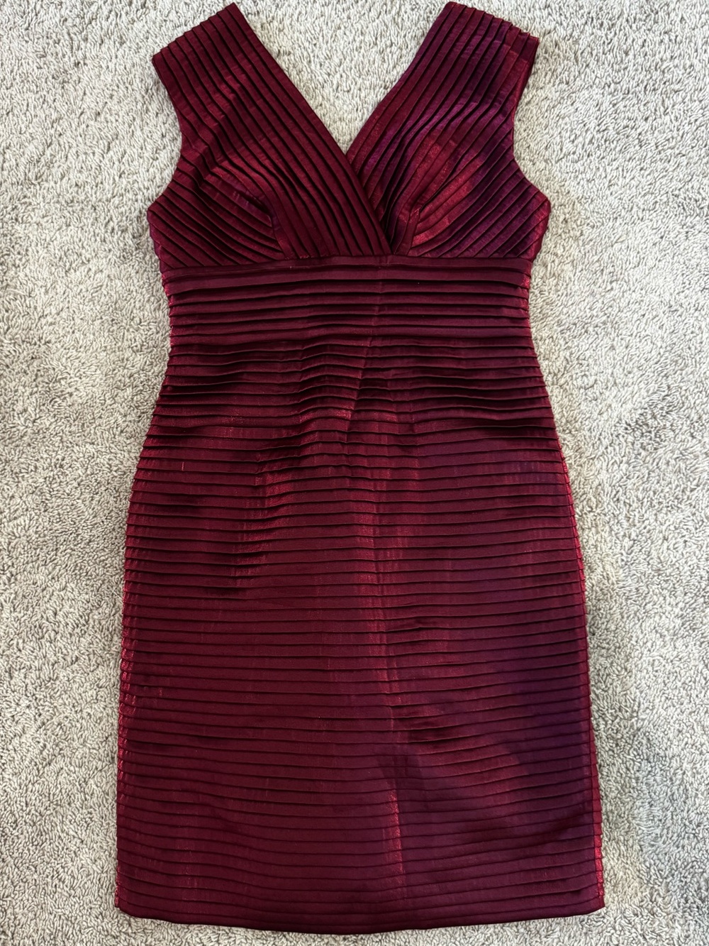Adrianna Papell Sleeveless Burgundy Midi Bandage Dress